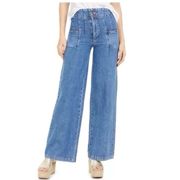 Free People Denim - Free People Midnight City High Rise Wide Leg Jeans